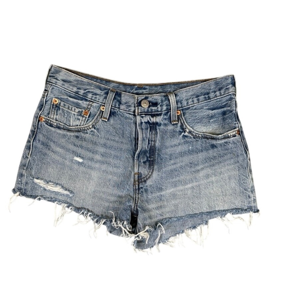 Levis 501 Original Light Wash Distressed Cutoff Denim Shorts Women 30